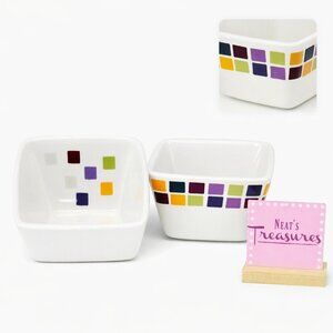Pampered Chef SIMPLE ADDITIONS PPF1 Mosaic Tile Color Square Fruit Bowls Set 2